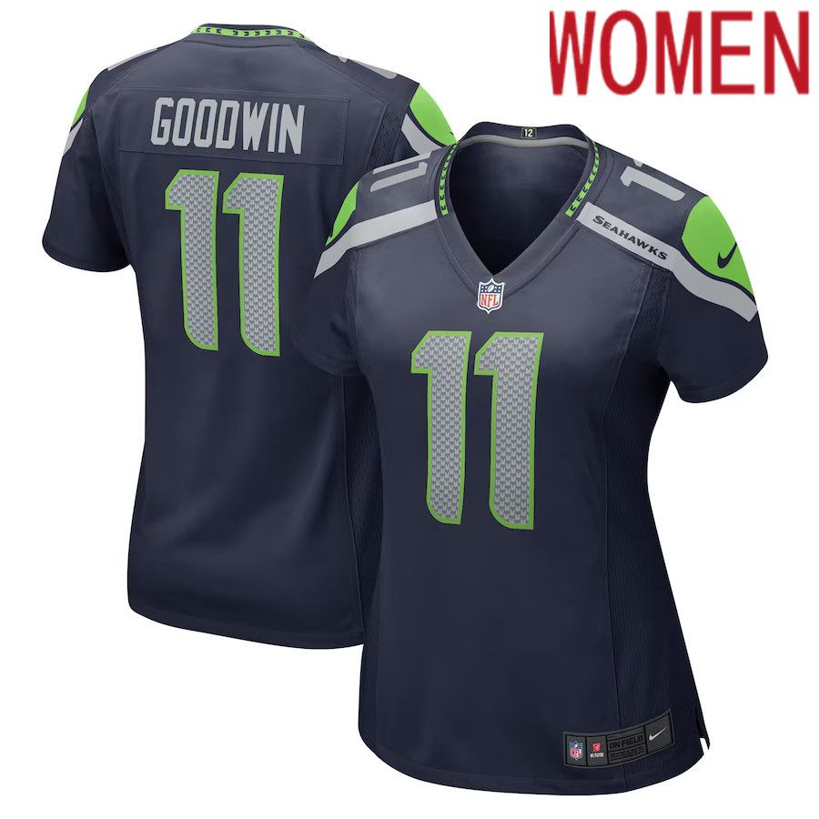 Women Seattle Seahawks #11 Marquise Goodwin Nike College Navy Home Game Player NFL Jersey